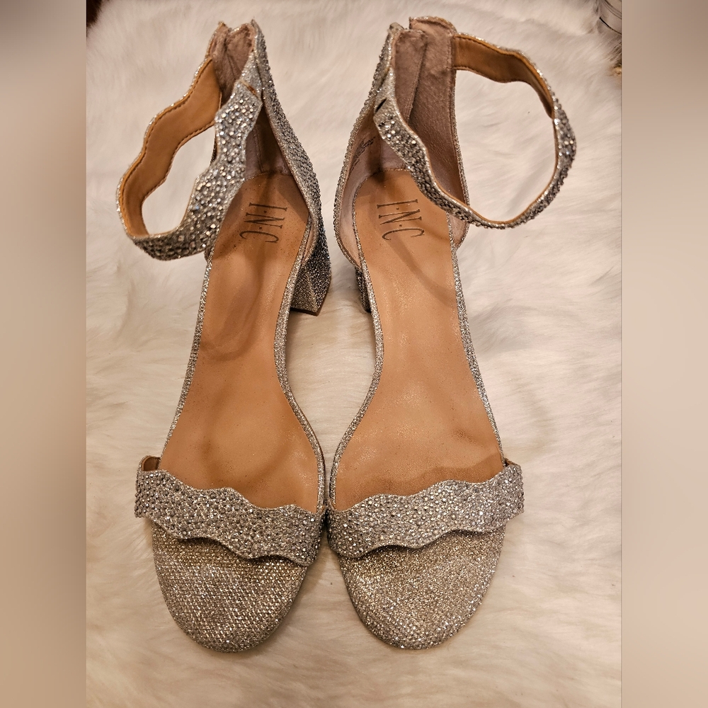 I.N.C Silver Rhinestones 2" block heels. Only worn one 9.5w
